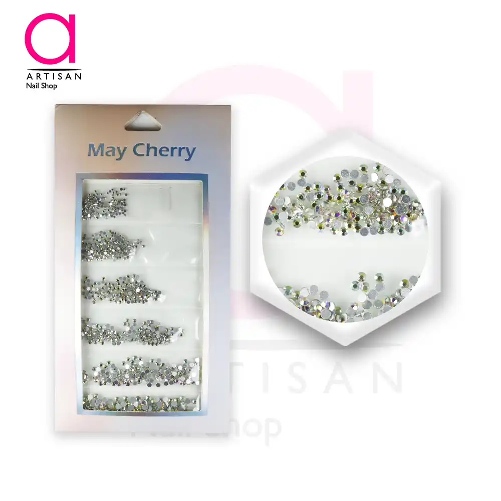 تصویر  دیزاین نگین هلوگرام ناخن may cherry