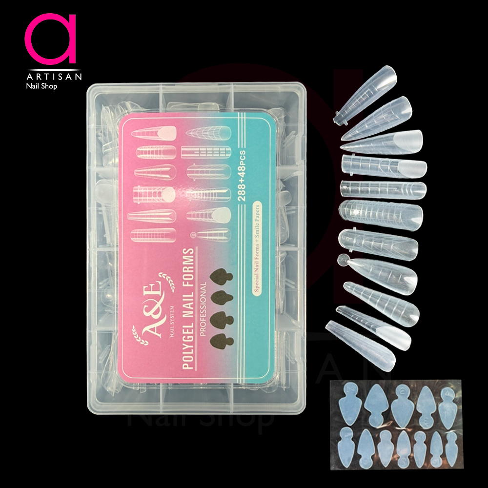 تصویر  قالب کاشت ژل ناخن میکس 288تایی+اسمایل پیپر ای اند ای A&E