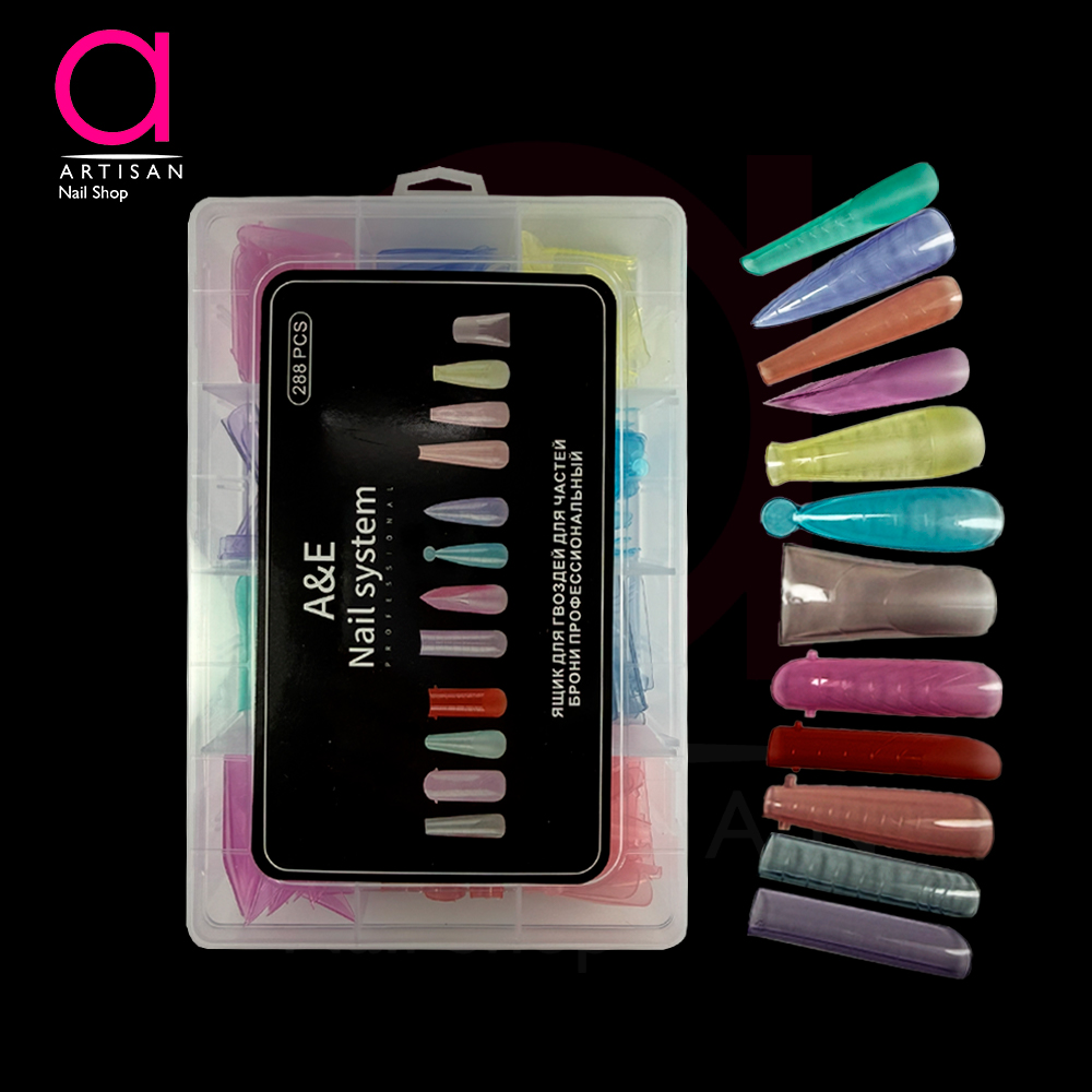 تصویر  قالب کاشت ژل ناخن میکس رنگی  288 تایی ای اند ای A&E