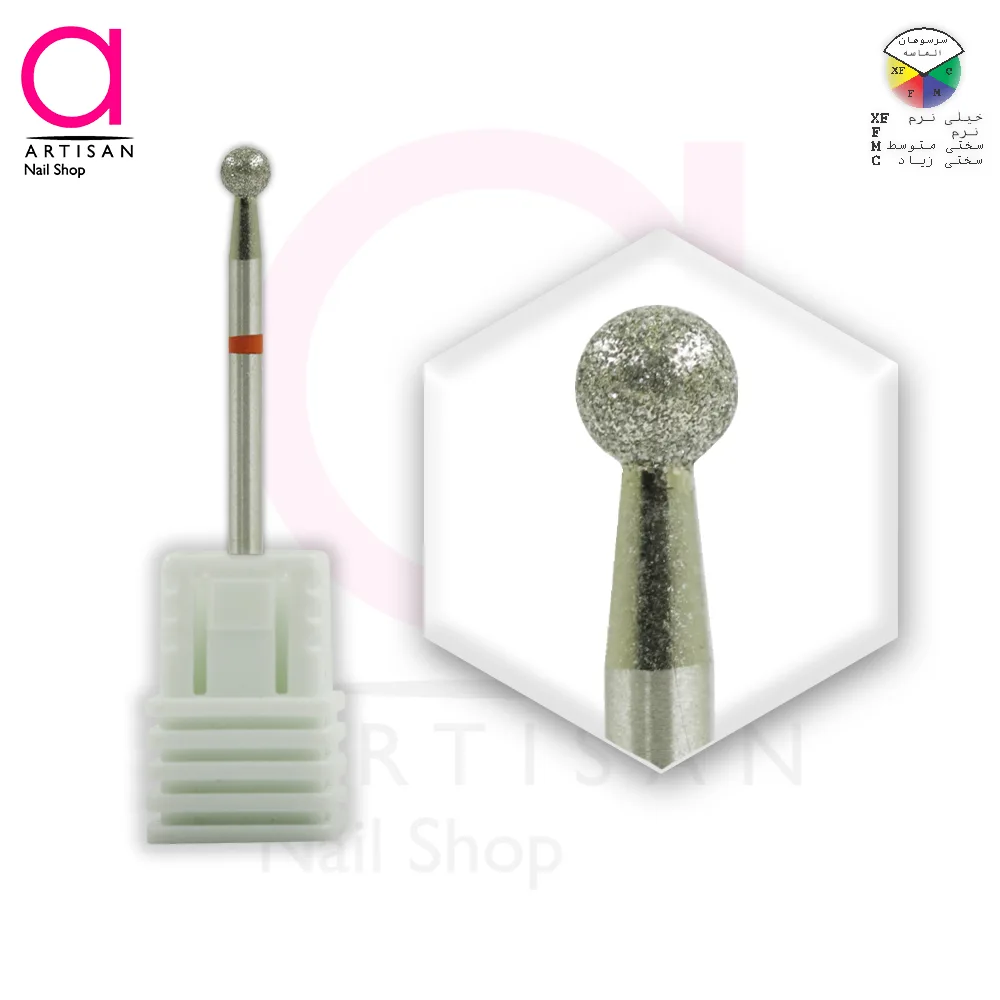 تصویر  سر سوهان شنی مانیکور ناخن توپی متوسط نوار قرمز کیمیز KIMIZ