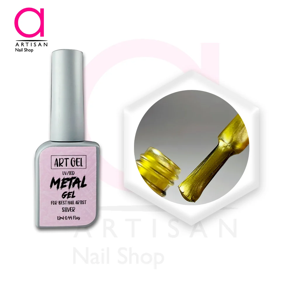 تصویر  دیزاین متال ژل ناخن طلایی آرت ژل Artgel