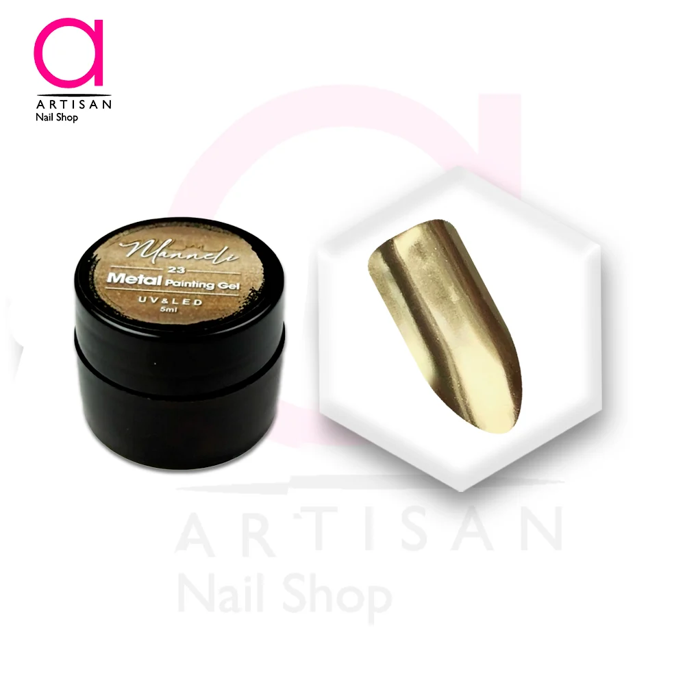 تصویر  دیزاین متال ژل ناخن طلایی مانلی Manneli