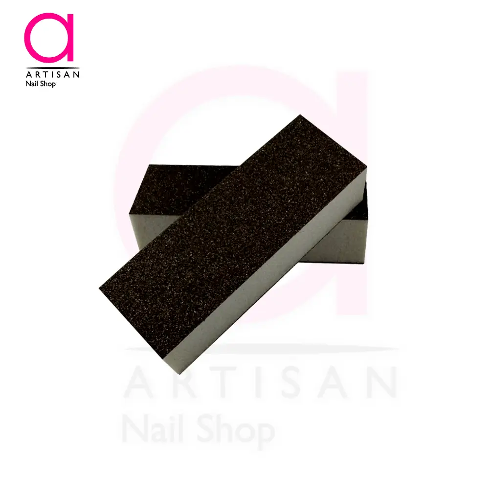 تصویر  بافر کاشت ناخن مکعبی دو طرفه قهوه ای (زبر)