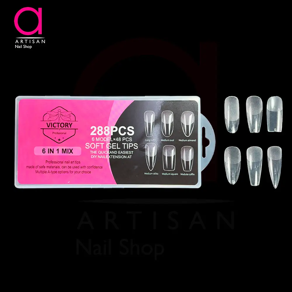 تصویر  تیپ ژل کاشت ناخن (ژلیکس) میکس 288 تایی Victory