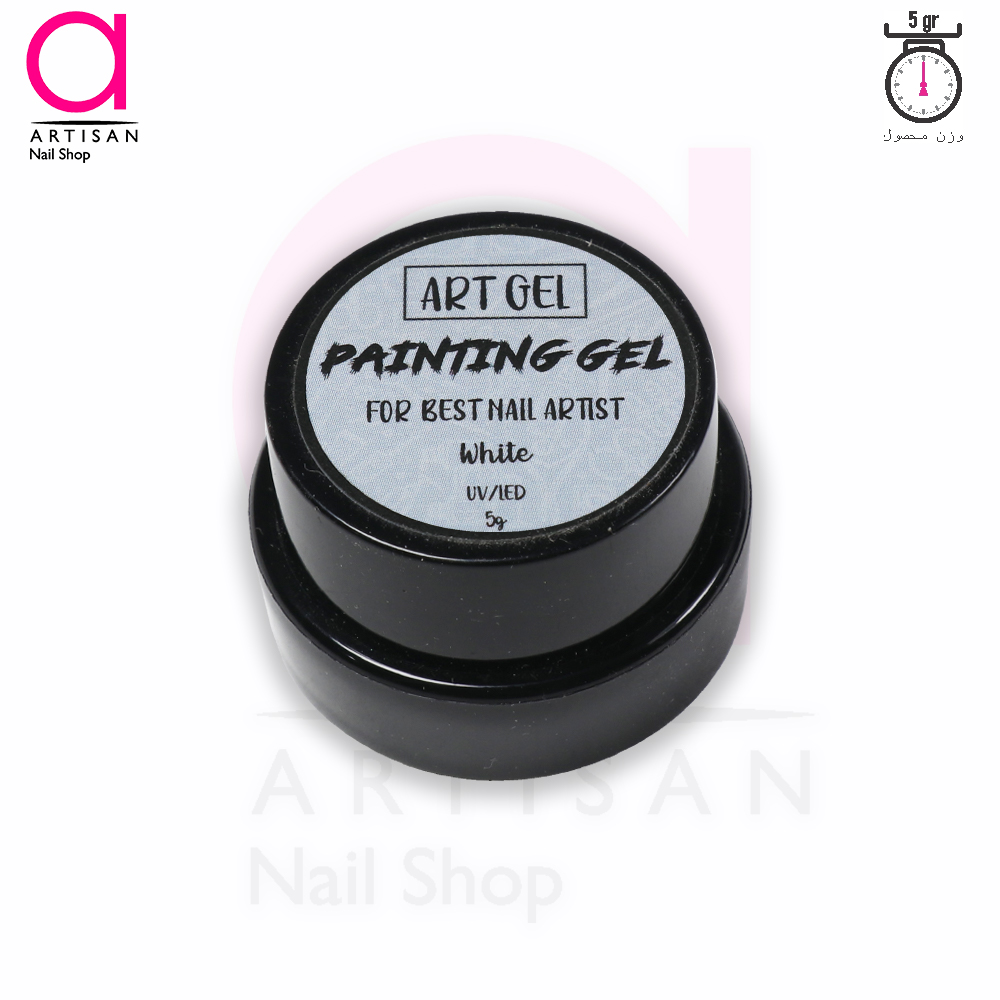 تصویر  دیزاین پینت ژل ناخن سفید آرت ژل Artgel