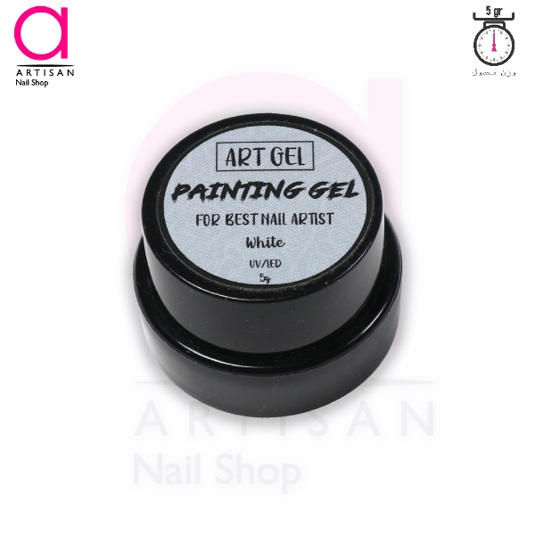تصویر  دیزاین پینت ژل ناخن سفید آرت ژل Artgel