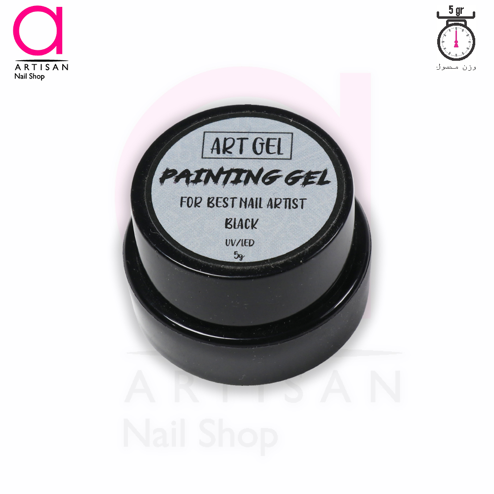 تصویر  دیزاین پینت ژل ناخن مشکی آرت ژل Artgel