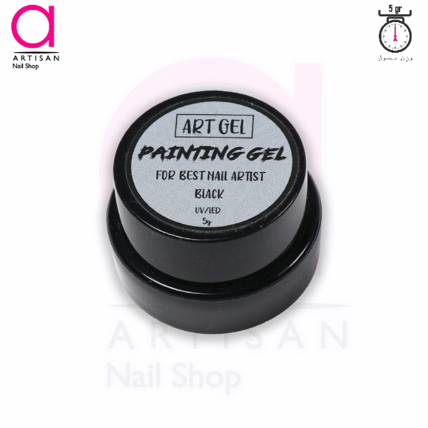 تصویر  دیزاین پینت ژل ناخن مشکی آرت ژل Artgel
