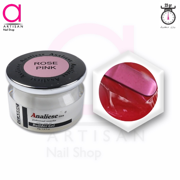 تصویر  بیلدر ژل (سافت) کاشت ناخن rose pink آنالیز 23 گرم Analiese