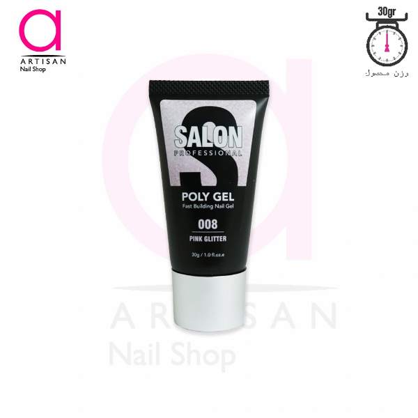 تصویر  پلی ژل کاشت ناخن 30 گرم کد 8 (پینک شاین) سالن SALON