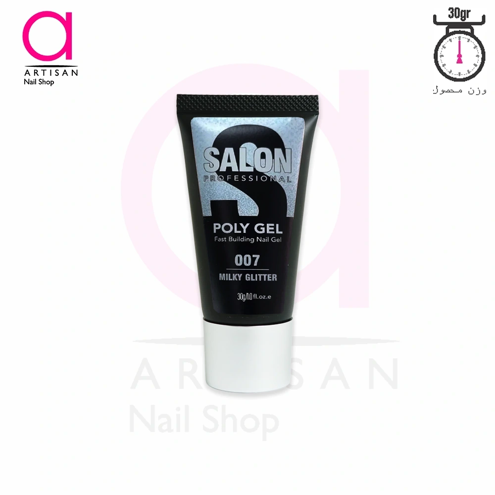 تصویر  پلی ژل کاشت ناخن 30 گرم کد 7 (میلکی گلیتر) سالن SALON