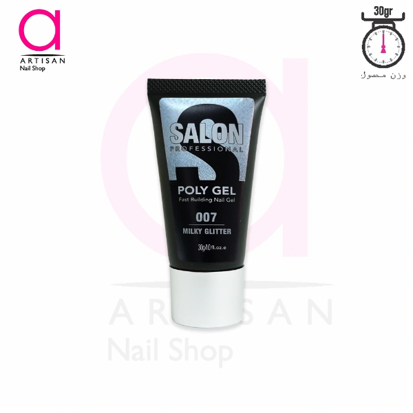 تصویر  پلی ژل کاشت ناخن 30 گرم کد 7 (میلکی گلیتر) سالن SALON