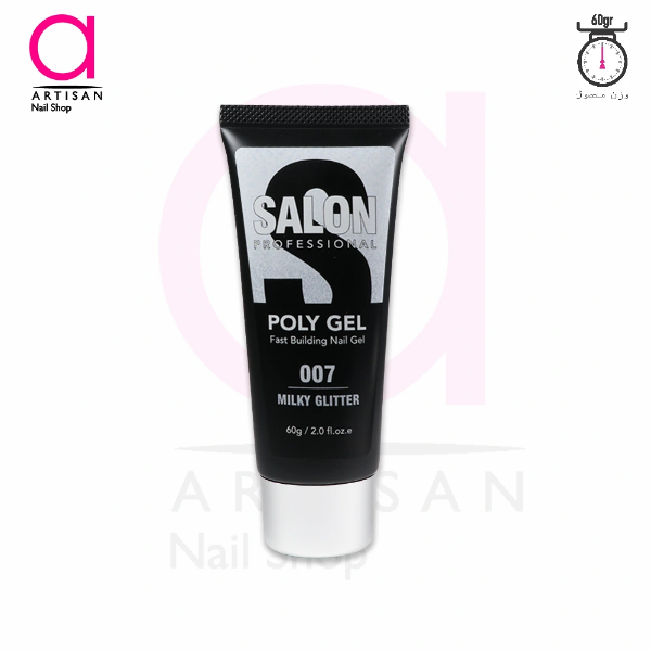 تصویر  پلی ژل کاشت ناخن 60گرم کد 7 (میلکی گلیتر) سالن SALON